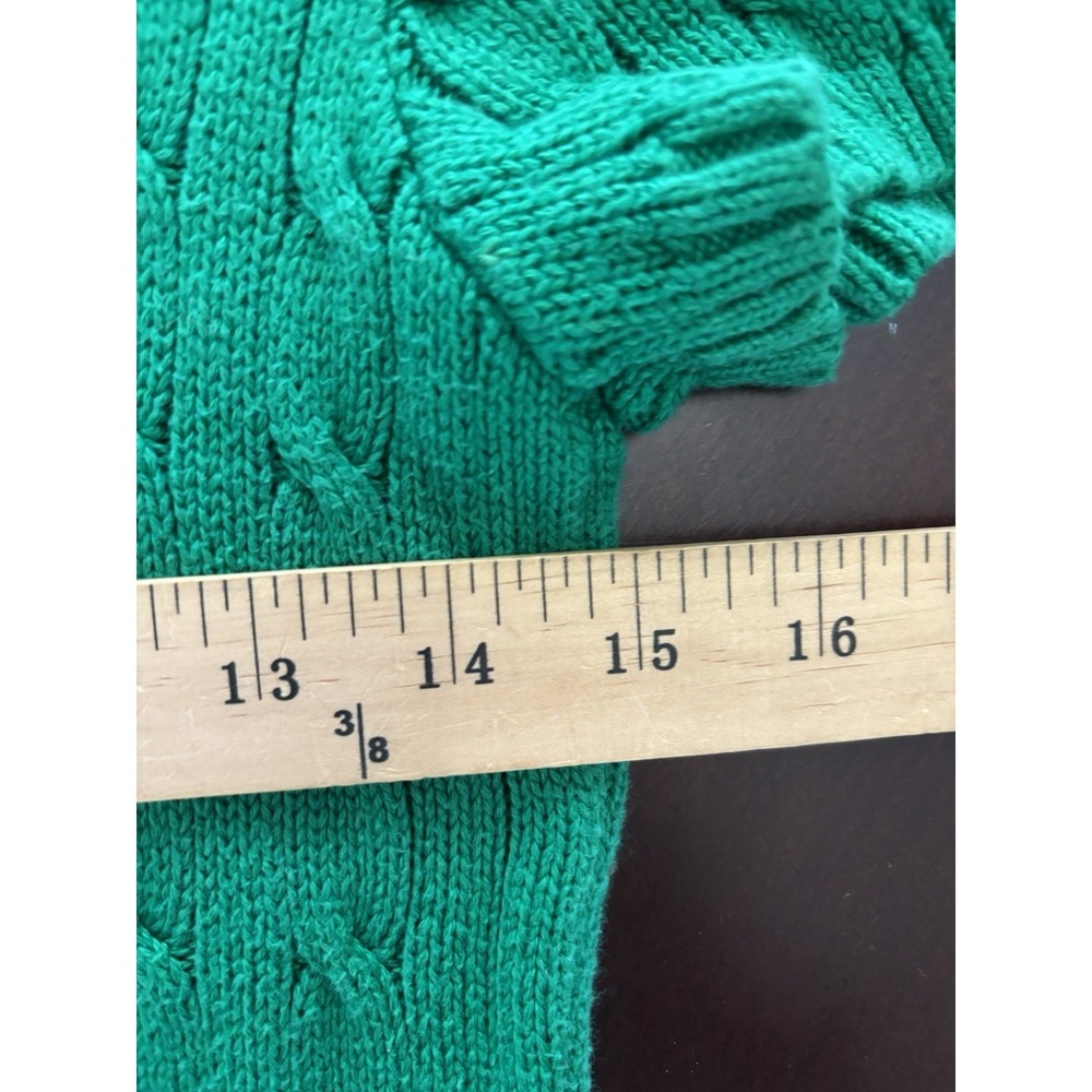 Ralph Lauren Sport Cable Knit Sweater Womens Medium Green Short Sleeve Pony - Picture 9 of 9